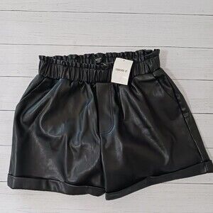 Forever 21 - Women's Plus Size Faux Leather Shorts , Color Black, Size OX